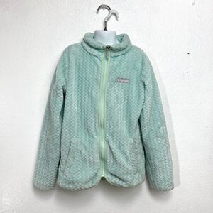 Columbia Plush Fuzzy Fleece Girls Jacket Medium 10-12 Seafoam Green Long Sleeves